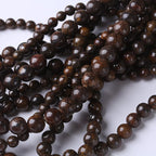 32PCS 12MM Natural Bronze Stone Beads Round Loose Stone Beads for Jewelry Making DIY Energy Stone Healing Power Bracelet 15"