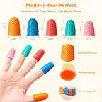 20 Pieces Rubber Thimble - Thimbles for Hand Sewing with Finger Protection, Durable Rubber Finger Tips for Quilting, Knitting, Embroidery, Paperwork & Crafts (5 Sizes)