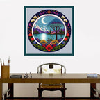Joyhoor Cross Stitch Kits for Beginners, Stamped Cross-Stitch Supplies, Needlework, Preprint Embroidery Kits, Adults DIY Needlepoint Kits, Embroidery Patterns 11CT-Wreath Moon 17.7x17.7 inch