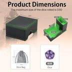 Dice Tower and Tray, Portable Commander Deck Box, Foldable Dice Storage Box for Dungeons and Dragons Rolling Tray Black/Green