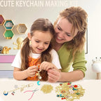 MORWLAT 358 PCS Gold DIY Keychain Making Kit Cute Bag Charm Kit 110 Charms 28 Keychain Clips with Key Ring Swivel Snap Hook Lobster Claw Clasps 200 Jump Ring Jewelry Plier DIY Set Women Craft (110)