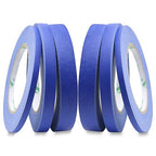 BOMEI PACK 6Pack Blue Painters Masking Tape, 1/4” 1/2” 3/4” X 60yds Multi Size Painting Paper Tape, Clean Removal with No Residue