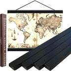 DACRI HOME 70" Magnetic Poster Hanger Frame - Sturdy Teak Wood Poster Frame 70x48 70x50 70x60, Strong Magnets for Easy Hanging Map Picture Canvas Print Scroll Wall Art (70 Inch, Black)