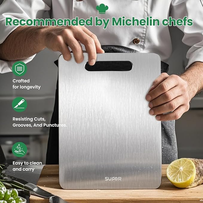 New Titanium Cutting Board - 100% Pure Titanium Cutting Boards For Kitche,Easy to clean,Cutting Board For Cutting Meats, Fruits And Vegetables,13 * 9