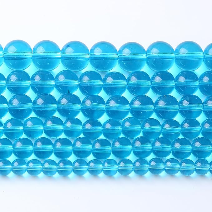 36pcs 10mm Topaz Blue Crystal Glass Beads Round Loose Spacer Beads for Jewelry Making DIY Bracelet Necklace Healing Power Stone Beads (Blue Crystal Glass, 10mm)