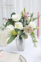 Floroom Artificial Flowers 20pcs Real Looking Ivory High-Centered Foam Fake Roses with Stem for DIY Wedding Bouquets Bridal Shower Centerpieces Floral Arrangements Party Tables Home Decorations