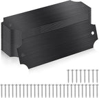 24 Pcs Personalized Name Plates Laser Engraved 1" x 3" Solid Brushed Metal Plaque Trophy Plate Blank Name Tag with Adhesive Backing and Screws for DIY(Black,Notched Corner)