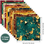 Autumn Scrapbook Paper 6×6,24 Sheets Single-Sided Fall Gold Patterned Paper Scrapbooking CardStock Papers Pad for Holiday Cardmaking DIY Origami Journaling Papers.