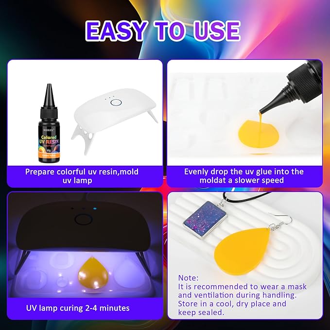 KISREL UV Resin, 24 Opaque Colored UV Resin Kit, Solid Colored UV Resins, Rigid Ultraviolet Clear Resin for Crafts, Jewelry Making and Decoration(20 g/Bottle)
