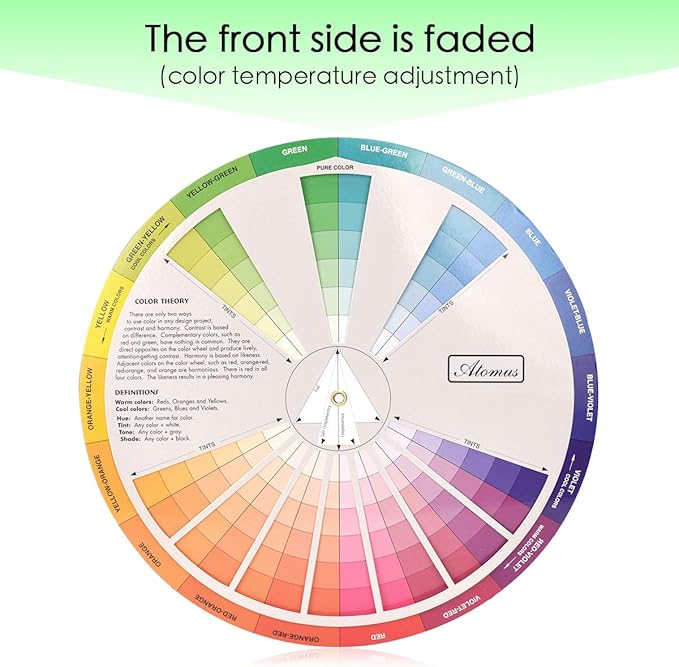 Creative Color Wheel, Paint Mixing Learning Guide Art Class Teaching Tool for Makeup Blending Board Chart Color Mixed Guide Mix Colours (9.25inch)