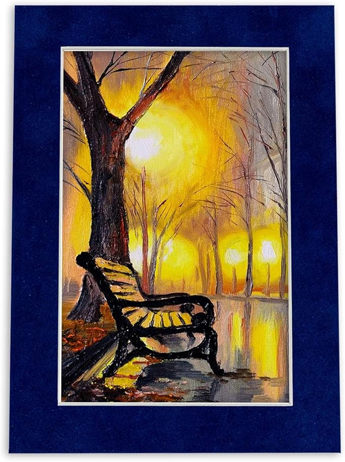 Pack of 25 Acid Free 11x14 Mats Bevel Cut for 8.5x11 Photos - Brooke Blue Suede Precut Matboards For Pictures, Photos, Framing - 4-ply Thickness
