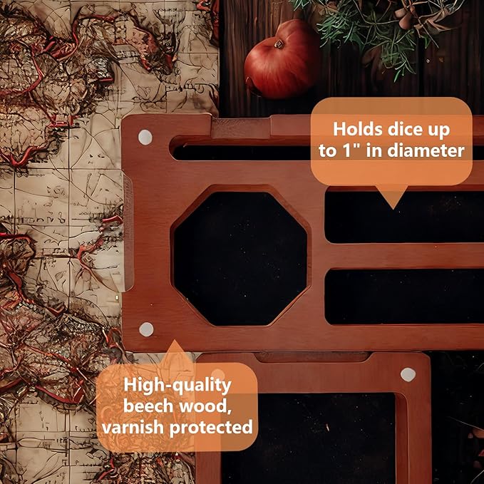Wooden Dice Box DND Dice Holder 9.5 x 4 Inch Dice Storage Case RPG Dice Rolling Tray Travel Dice Organizer with Felt Lined Magnetic Lid D&D Accessories