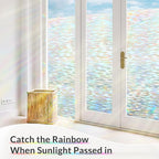 rabbitgoo Window Privacy Film with Installation Tools, Stained Glass Window Film Rainbow Prism Decorative Glass Clings for Home Decor, Static Cling Covering Sun Blocking, 17.5" x 78.7"
