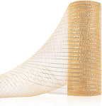 Anivia Deco Mesh Ribbon, 10inch x 30 Feet Each Roll Metallic Foil Mesh Ribbon for Wreaths Swags, Holloween, and Christmas Tree Decoration (Natural)