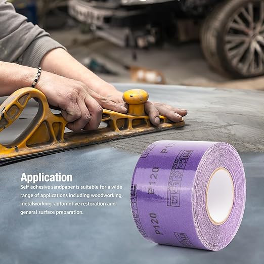 80 Grit PSA Purple Film Ceramic Sandpaper Roll, 2-3/4" Wide Continuous 10 Yard Longboard Sanding Roll Wet Dry Sanding Blocks Self Adhesive Sticky Back Sanding Sheets for Woodworking Automotive