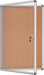 36"x24" Enclosed Bulletin Board, Lockable Weather-Resistant Aluminum Cork Noticeboard for School & Office, Silver Frame w/Cork