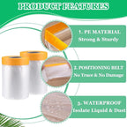 4 Pack Tape and Drape, 3 Sizes Pre-Taped Masking Film for Auto Painting Covering, 65.6 Ft/Pack Plastic Pre-Adhesived Dust Paint Protective Drop Film for Furniture, Car, Floor