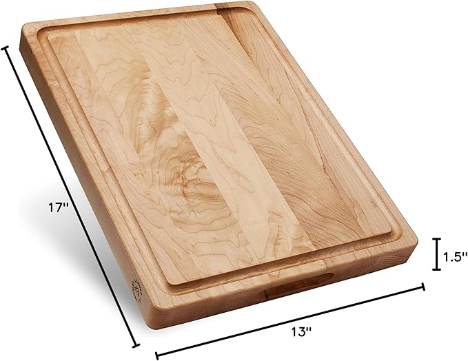 Sonder Los Angeles, Made in USA, Large Thick Maple Wood Cutting Board for Kitchen with Juice Groove, Sorting Compartment, Charcuterie Wooden Board 17x13x1.5 in (Gift Box Included)