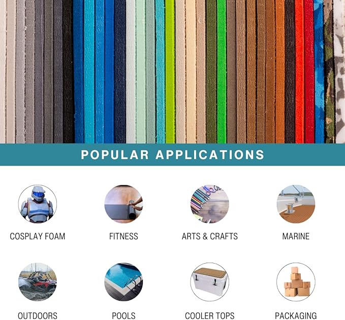 LotusFoam Large 3mm EVA Foam Sheet - 44"x 85" High Density Foam 130 kg/m3 for Cosplay, Costumes, Crafts, Flooring, Outdoor Use - 35 Colors (Sky Blue) - Sky Blue