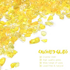 Crushed Glass for Resin Art - 3-6mm Yellow, 1.5lb | Broken Glass Pieces for Crafts, Vase Filler & Fire Pit Media | Decorative Stones