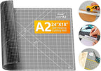 Ecraft Self Healing Cutting Mat:18" x 24" Double Sided 5-Ply Hobby Mat, A2 Rotary Cutting Sewing Mat for Crafts, Fabric,Sewing,Quilting,Scrapbooking,Projects,Grey/Black