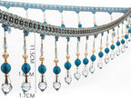 3yards Beading Fringe Trimming Long Beads Tassel Curtain Trim Ribbon Trim for Cover Edge Decorative (blue)