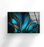 My Photostation.com 43Wx27H'' Orange & Blue Abstract Glass Wall ArtTempered Glass Printing Wall Decor Large Wall Art Wall Hangings