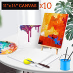 ESRICH Stretched Canvas for Painting 11x14 Inch, 10 Pack Blank Canvas -5/8 in Profile Primed Cotton White Canvases for Painting for Oil & Acrylic Paint