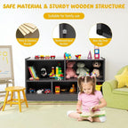 KOTEK Toy Storage Organizer, 5 Cubby Kids Bookshelf, Wooden 3-Tier Bookcase Storage Cabinet, Open Display Book Shelf for Daycare, Nursery, School Classroom, Playroom & Living Room (Grey, 5 Cubes)