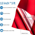 VINYL FROG Metallic Foil HTV Vinyl Roll 12" x5ft Red Heat Transfer Vinyl Chrome Iron on Vinyl Easy to Cut & Weed DIY Heat Press Design for T-Shirts
