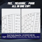 15 PACK Paint Mixing Cups by KEHE REFINISH,38 oz (1100ml),Disposable or Reusable Plastic Measuring Cups with Lids for Liquids, Paints, Resin, Epoxy, Art,Ratios 1:1,2:1, 3:1, 4:1,5:1,6:1,7:1,8:1