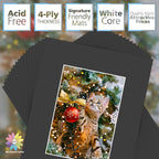Mat Board Center, Pack of 25, 8x10 for 5x7 Black Mats - Acid Free, 4-ply Thickness, White Core - for Pictures, Photos, Framing