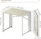 32 inch Small Folding Desk, Writing Gaming Computer Camping Desk for Small Spaces, No Assembly Required Home Office Desk, Natural and White
