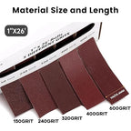 Emery Cloth Roll,5 Grits 1'' x 26FT Sandpaper Roll with Dispenser,150 240 320 400 600 Grit Sand Assortment, Sanding Paper Roll & Sandpaper Sheets for Metal Auto Wood Dry & Wet Polishing.(5Rolls 26FT)