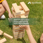 ApudArmis 54 PCS Tumble Timber Set [Up to 3.2FT], Pine Wooden Tumble Tower Game with Dice and Scoreboard Set - Classic Block Stacking Board Game for Teens Adults