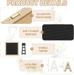 PATIKIL Felt Letter Board, 10x10Inches Black Brown Wooden Changeable Message Board with Storage Bag Stand for Kitchen Menu Classroom Farmhouse Decor Notes, White Bronze Letter