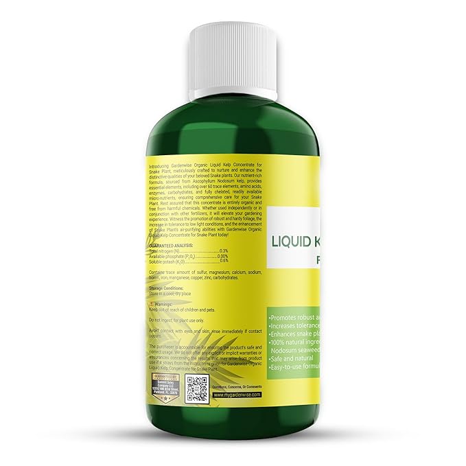 Organic Seaweed Kelp Liquid Fertilizer for Snake Plant (Sansevieria, Dracaena Trifasciata) - Food and Care for Live Plants (32 OZ)