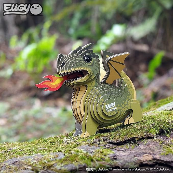 Eugy Dragon 3D Puzzle, 26 Piece Eco-Friendly Educational Toy Puzzles for Boys, Girls & Kids Ages 6+