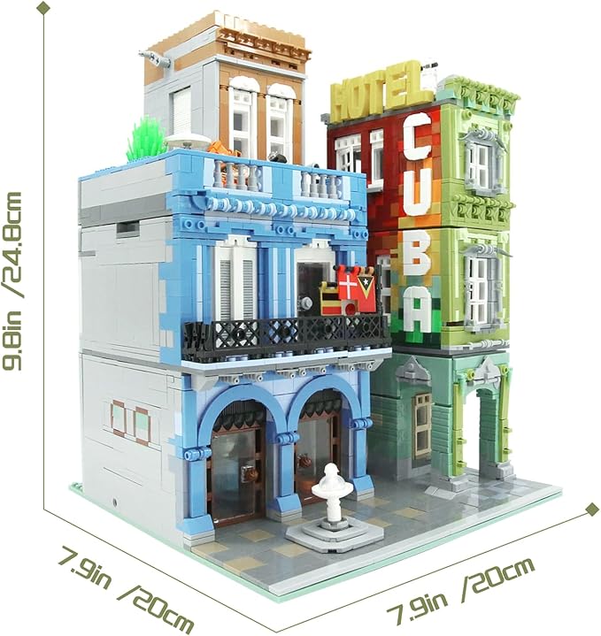 ZenithFlow Street View Building Blocks Kit, Cuba Hotel Mini Blocks Construction Toys European Architecture Model House Store Building Set, Idea Gifts Home Decoration Collection for Adults (3959 PCS)