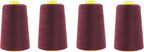 Mandala Crafts 4 Pack of Serger Threads Cones Spools - 20S/2 24000 Yards Polyester Burgundy Threads for Sergers Machine and Overlock Quilting Sewing Machine