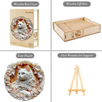 Wooden Puzzles Adults, 3D Cute Cat Wooden Puzzles 300 Pieces, Unique Animal Shaped Wood Challenging Jigsaw Puzzles Gifts for Adults, 13.4x13.4in
