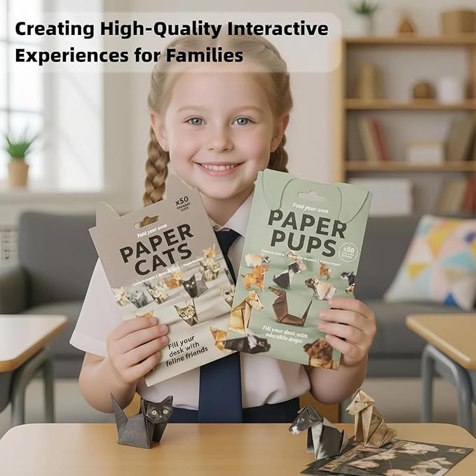 DIY Origami Paper Cats - 50 Sheets DIY Origami Paper to Fold Cute Cat Figures, Fun Craft Activity for Adults & Kids, Desk Decoration & Gift for Cat Lovers（cat）