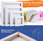 Stretched Canvases for Painting, 8PCS Multi Pack Square Canvas 4×4”, 6×6”, 8×8”, 10×10”(2 of Each), Acid-Free Wood Frame Blank Canvas, Art Canvas Pre Primed for Acrylic, Oil Painting, Tempera.
