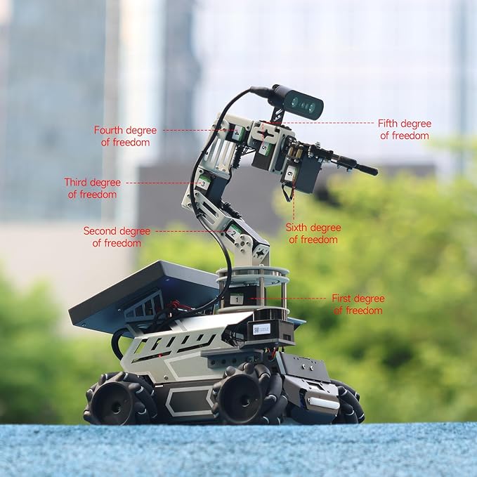 Yahboom ROS2 Robot Kit with Jetson Orin NX 16GB Super Large AI Model with 6DOF Robotic Arm AI Voice Interaction Module Supports 3D AI Vision App Control