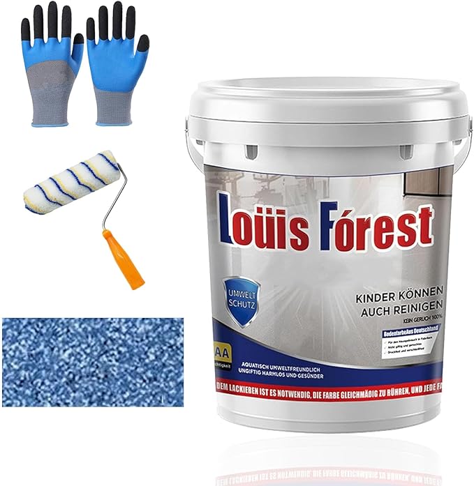 Louis Forest Epoxy Floor Paint, High-Gloss Marble Effect Coating, Epoxy Colored Sand Floor Paint, Wear-Resistant and Non-Slip for Indoor Outdoor (0.5KG-Sapphire blue)