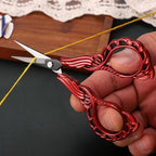 Small Embroidery Scissors Sewing Crafting Scissor Sharp Tip Shears for Needlework Threading Craft Artwork DIY Tools, 4.3in Vintage Red Scissors W/Sheath