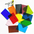 ILLUCKAI 12 Sheets Transparent Stained Glass Sheet Rainbow Colors, 6 x 4 inch Stained Glass Supplies Mosaic Glass Tiles for Stained Glass Artwork Mosaic Crafts