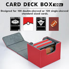 ZLCA Card Deck Box for Trading Cards, MTG Commander Deck Box Holds 120+ Single Sleeved, Leather Magnetic Card Storage Case Fits for TCG CCG Magic(Red)