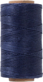 Heavy Duty Round Waxed Thread 0.8mm, 218 Yards, Dark Blue, Bonded Thick Polyester Wax Coated Cord for Leather Sewing, Upholstery, Whipping Twine, Basket Weaving and Macrame Making