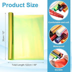 MECCANIXITY Holographic Clear PVC Vinyl Film Holographic PVC Fabric Waterproof Dichroic Film 12 x 48 Inch for Handbags Bows Earrings DIY Craft,Laser Light Yellow